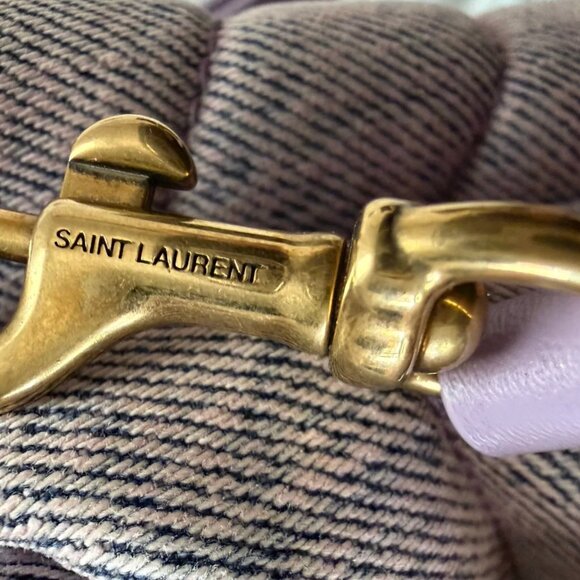 Saint Laurent Denim Y Quilted Monogram Toy Loulou Crossbody Bag Bleached Lilac - Picture 11 of 12